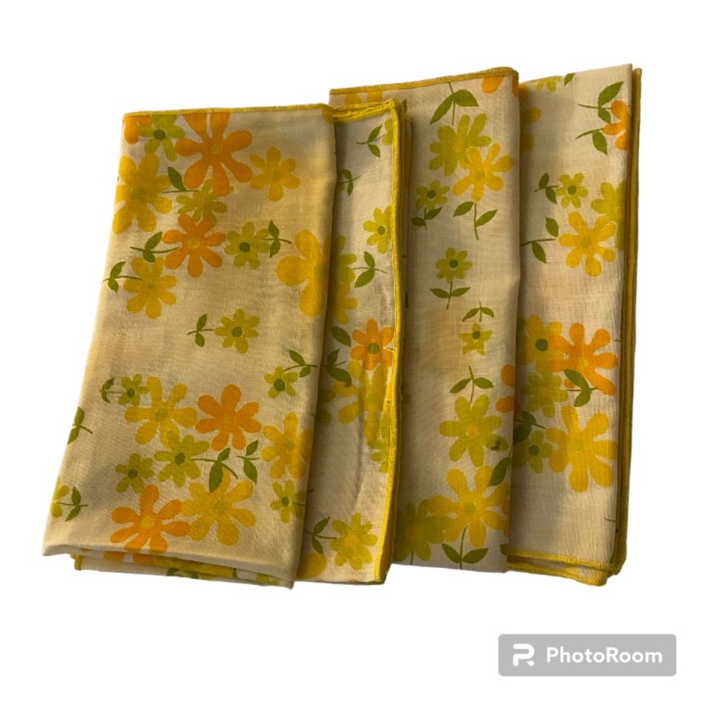 Vintage Yellow and Orange Floral Kitchen Napkins